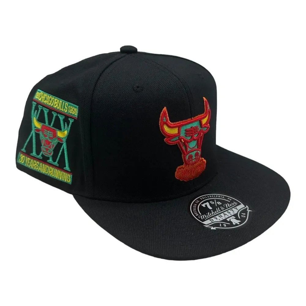 Mitchell & Ness Chicago Bulls 30th Anniversary NBA Black Orange Fitted Hat 7 5/8